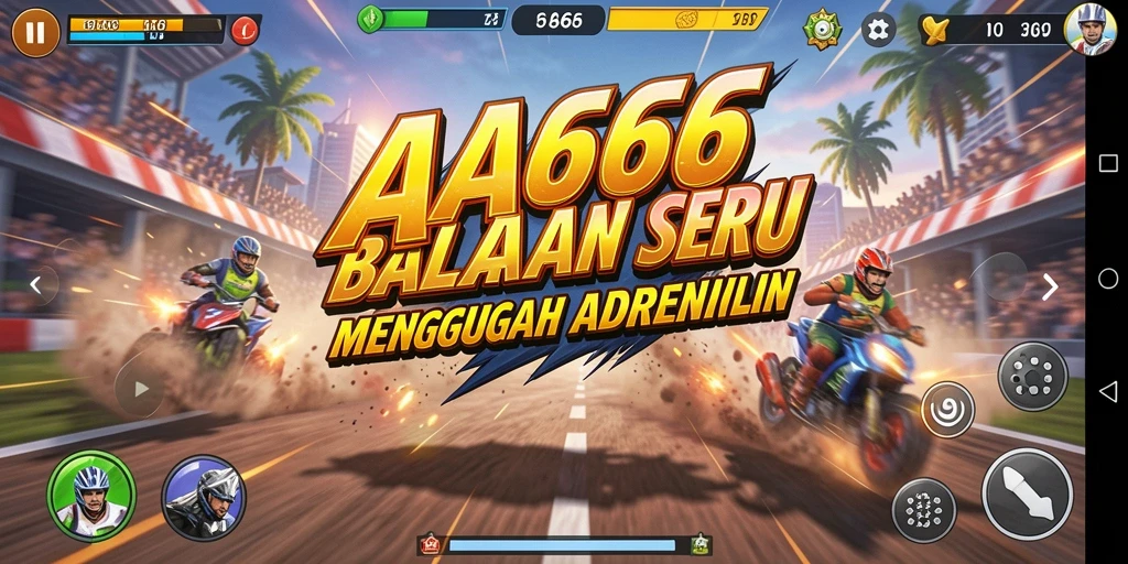 Tampilan screenshot utama AA666 memperlihatkan aksi balapan yang mendebarkan.