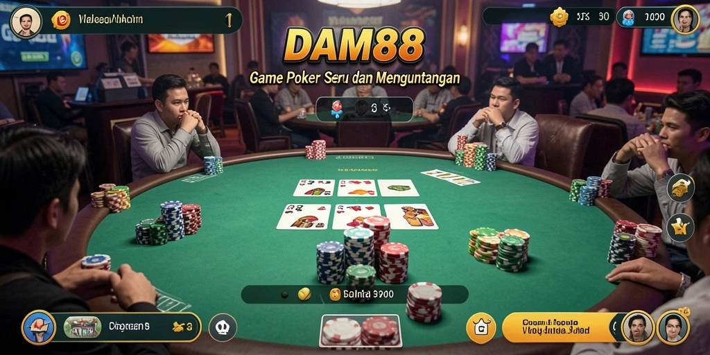 Tampilan gameplay Poker yang menarik dan interaktif di DAM88.
