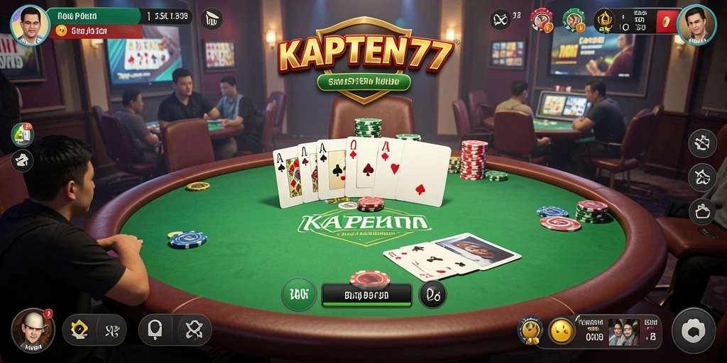 Tampilan gameplay Poker di KAPTEN77 yang menarik dan interaktif.